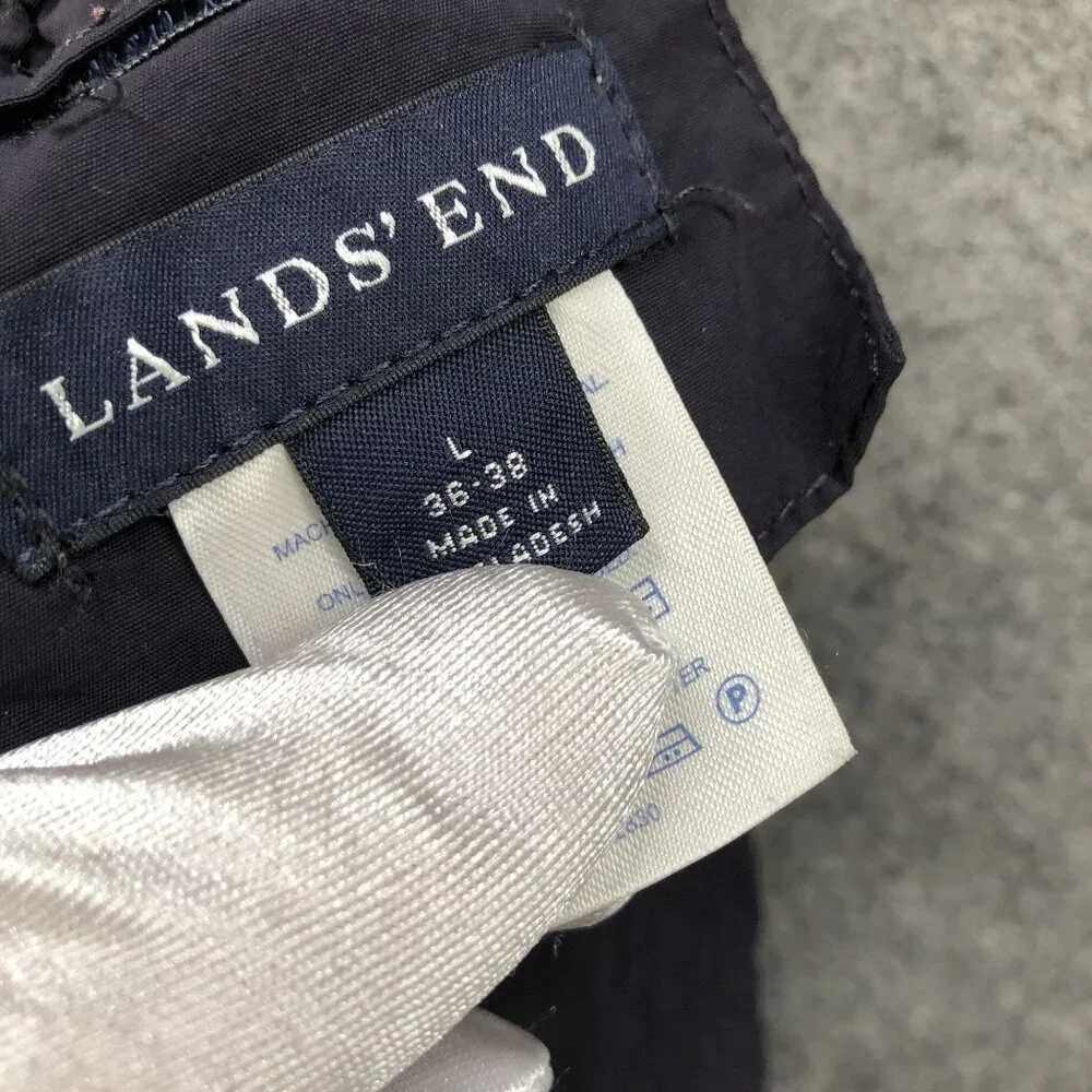 Lands' End Swim Trunks Mens L Navy Blue Lined Nylon‎ Shorts 9'' Inseam